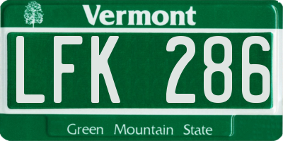 VT license plate LFK286