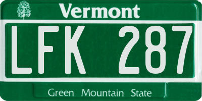 VT license plate LFK287