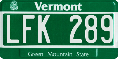 VT license plate LFK289