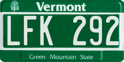 VT license plate LFK292