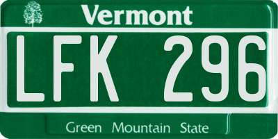 VT license plate LFK296