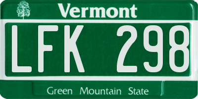 VT license plate LFK298