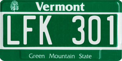 VT license plate LFK301