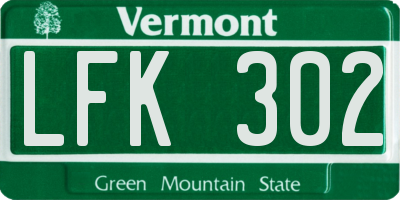 VT license plate LFK302