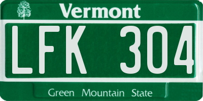 VT license plate LFK304