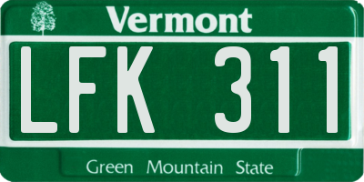 VT license plate LFK311