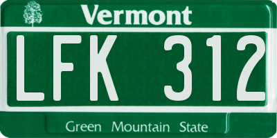VT license plate LFK312
