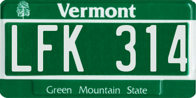 VT license plate LFK314