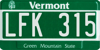 VT license plate LFK315