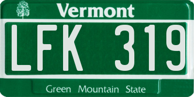 VT license plate LFK319