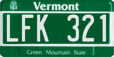 VT license plate LFK321