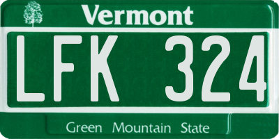 VT license plate LFK324