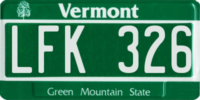 VT license plate LFK326