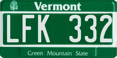 VT license plate LFK332