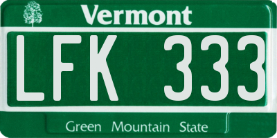 VT license plate LFK333