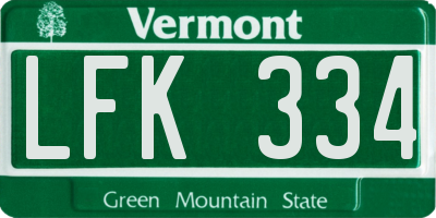 VT license plate LFK334