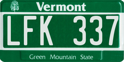 VT license plate LFK337