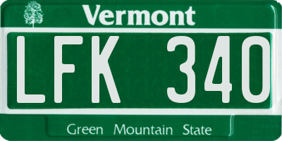 VT license plate LFK340