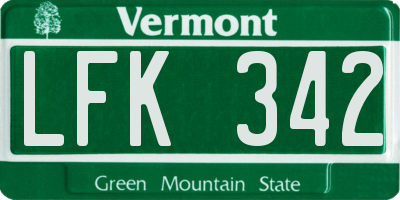 VT license plate LFK342