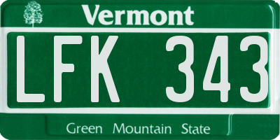 VT license plate LFK343