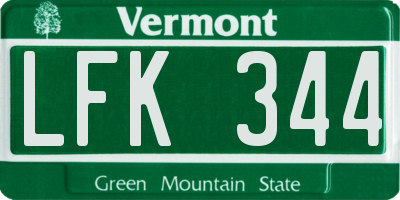 VT license plate LFK344