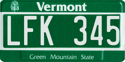 VT license plate LFK345