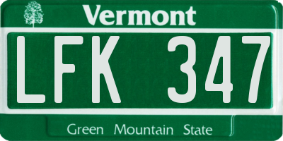 VT license plate LFK347