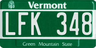 VT license plate LFK348