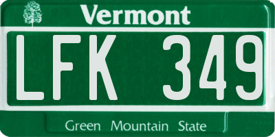VT license plate LFK349