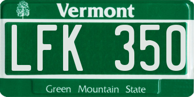 VT license plate LFK350