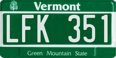 VT license plate LFK351