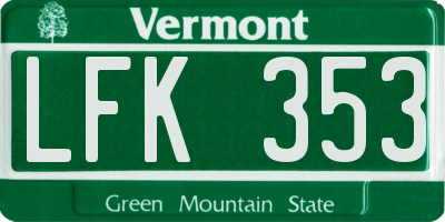 VT license plate LFK353