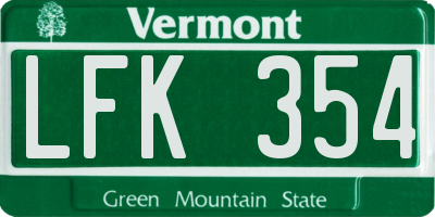 VT license plate LFK354