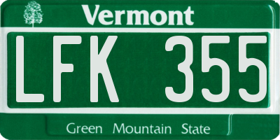 VT license plate LFK355