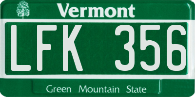 VT license plate LFK356