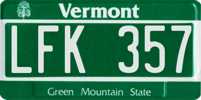 VT license plate LFK357
