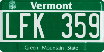VT license plate LFK359