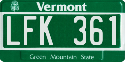VT license plate LFK361