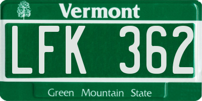 VT license plate LFK362