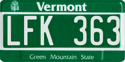 VT license plate LFK363