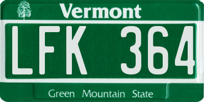 VT license plate LFK364