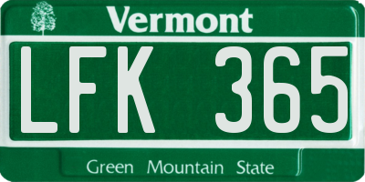 VT license plate LFK365