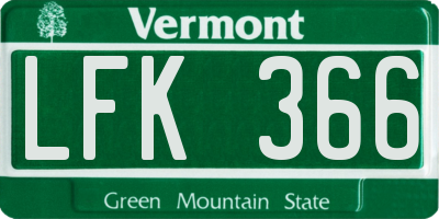 VT license plate LFK366