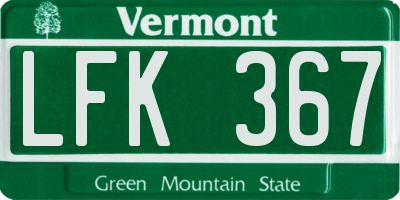 VT license plate LFK367