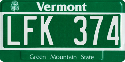 VT license plate LFK374