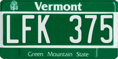 VT license plate LFK375