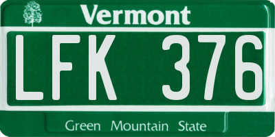 VT license plate LFK376