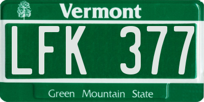VT license plate LFK377