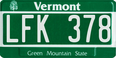 VT license plate LFK378