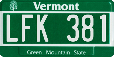 VT license plate LFK381